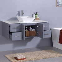 Thumbnail for Totti Wave 48″ Modern Bathroom Vanity w/ Super White Man-Made Stone Top & Sink Vanity Eviva 
