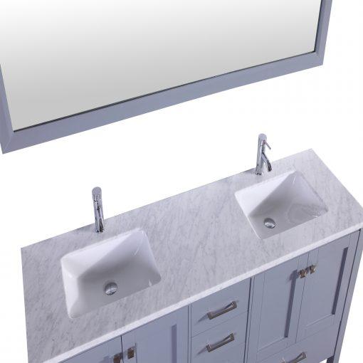 Totti Shaker 72″ Transitional Bathroom Vanity with White Carrera Countertop Vanity Eviva 