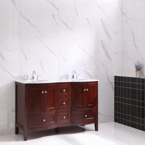 Eviva Stanton 60″ Transitional Double Sink Bathroom Vanity w/ White Carrara Top Bathroom Vanity Eviva 