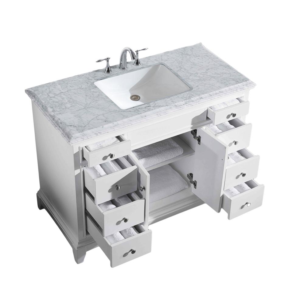 Eviva Elite Princeton 48″ Solid Wood Bathroom Vanity Set with Double OG White Carrera Marble Top Vanity Eviva 