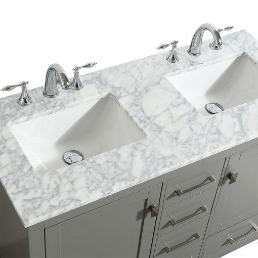 Eviva Aberdeen 48″ Transitional Double Sink Bathroom Vanity w/ White Carrara Top Vanity Eviva 