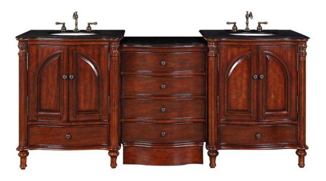 Silkroad 83" Traditional Double Sink Bathroom Vanity Vanity Silkroad Exclusive 