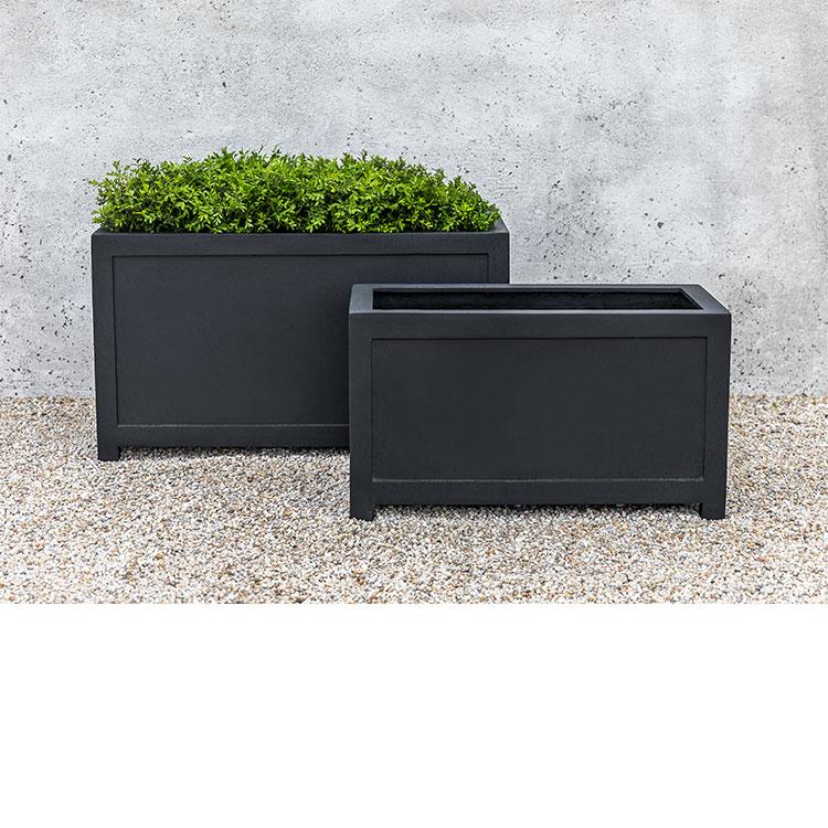 Campania International Oxford Rectangle Planter Urn/Planter Campania International Onyx Black Lite Large 