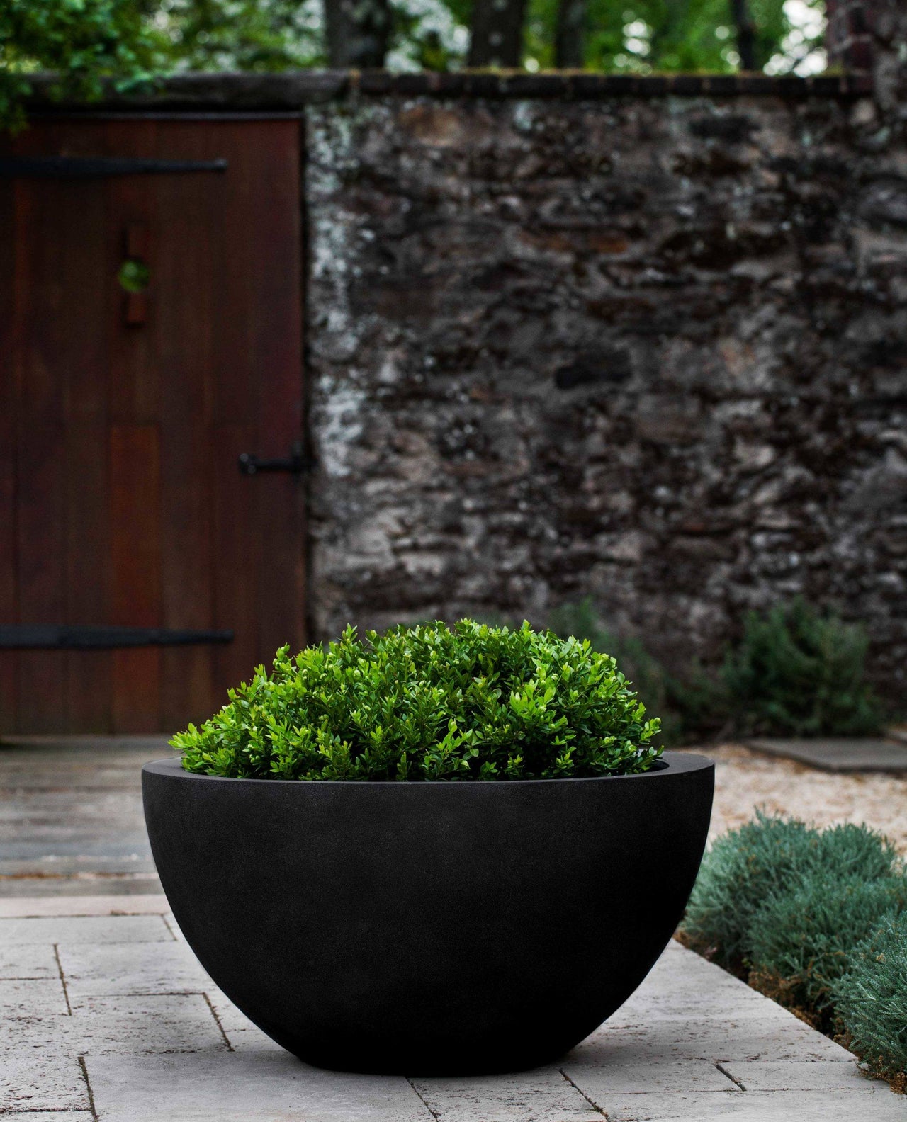 Campania International Fiberglass Piccadilly Planter Urn/Planter Campania International Onyx Black Lite Large 