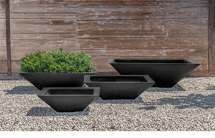 Campania International Square Zen Bowl Urn/Planter Campania International Onyx Black Lite Large 
