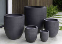 Thumbnail for Campania International Fiber Clay Bradford Planter - (S/5) Urn/Planter Campania International Charcoal Lite Extra Large 