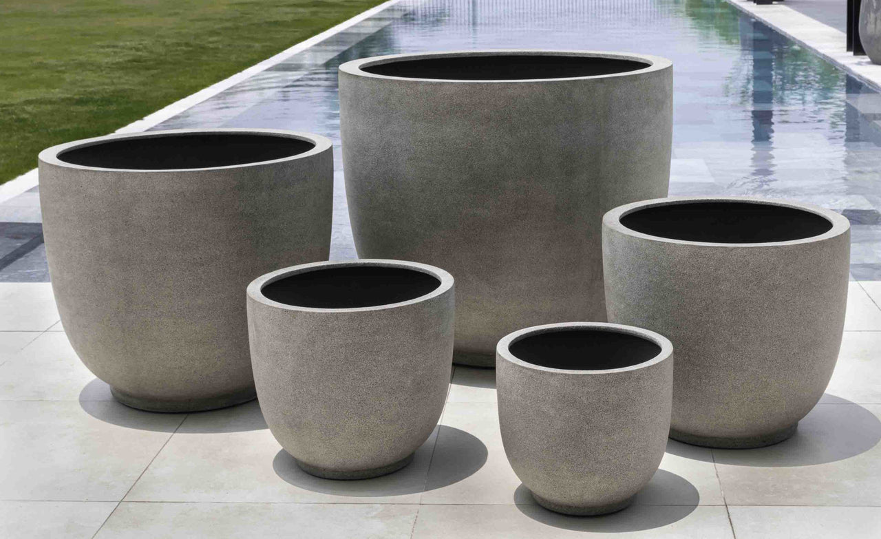 Campania International Fiber Clay Danilo Planter - (S/5) Urn/Planter Campania International Riverstone Lite Extra Large 