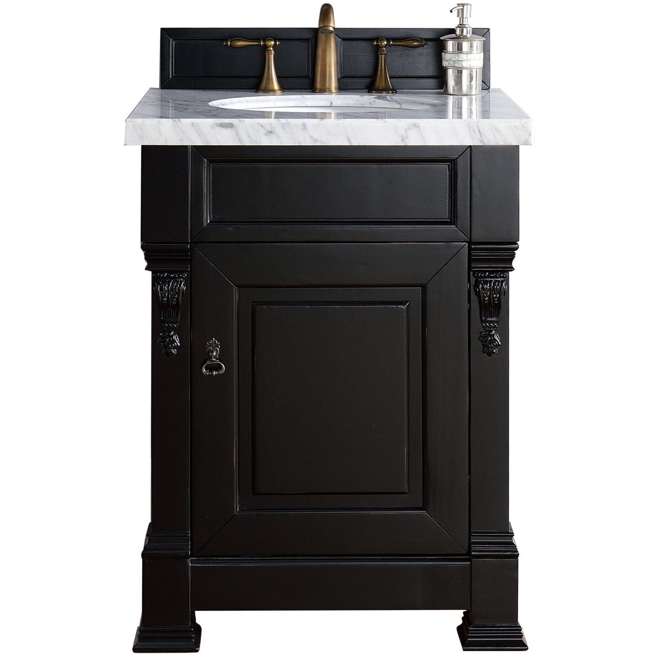 James Martin Brookfield 26" Single Vanity Vanities James Martin Antique Black w/ 3 CM Arctic Fall Solid Surface Top 