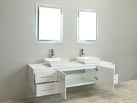 Thumbnail for Totti Wave 60″ Modern Double Sink Bathroom Vanity w/ Super White Man-Made Stone Top & Sinks Vanity Eviva 