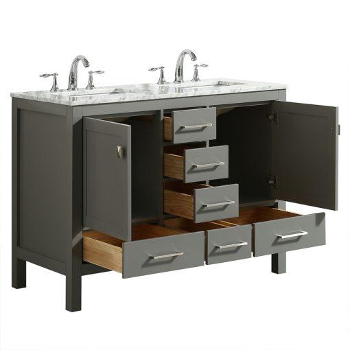 Eviva Aberdeen 48″ Transitional Double Sink Bathroom Vanity w/ White Carrara Top Vanity Eviva 