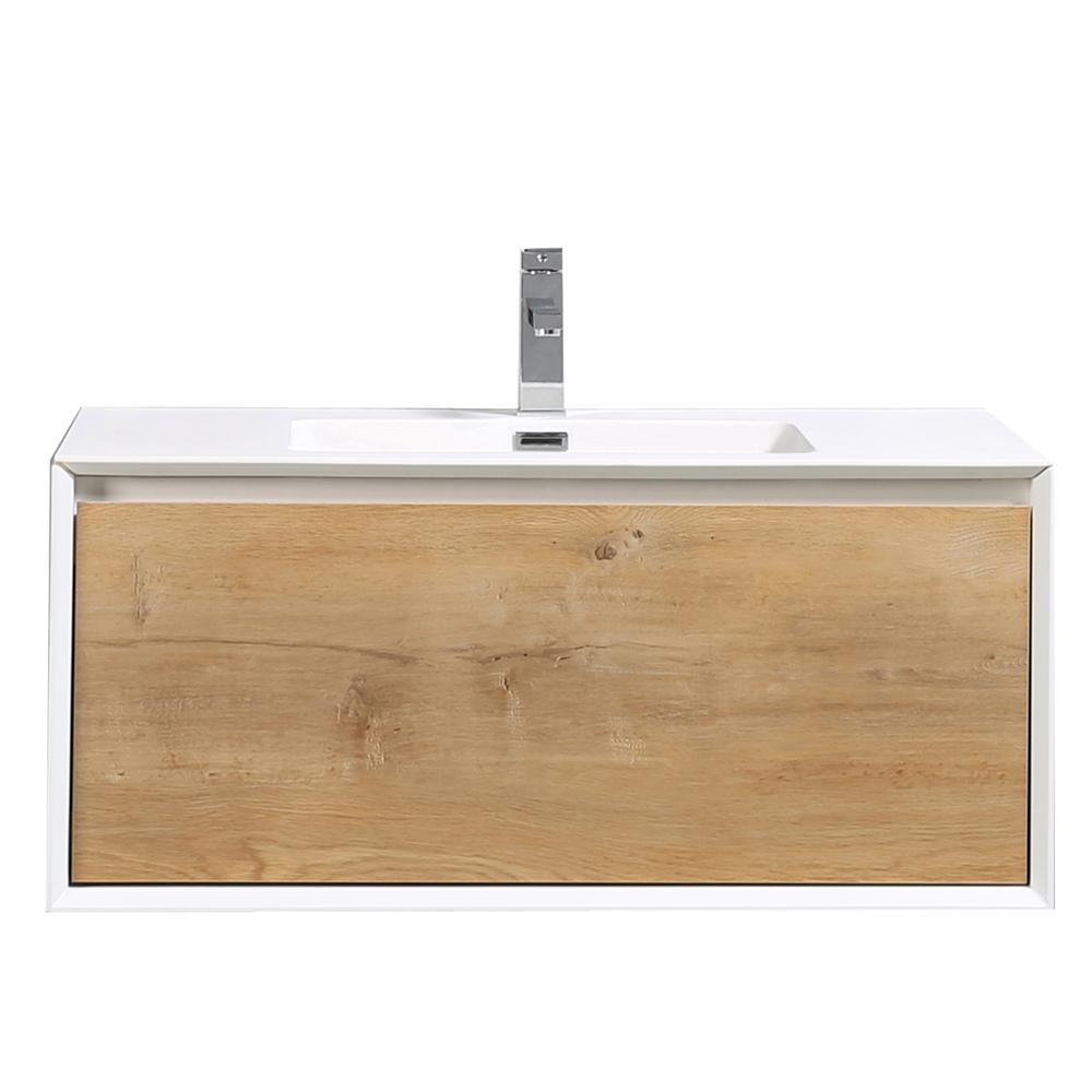 Eviva Vienna 36″ White Frame Wall Mount Bathroom Vanity w/ White Integrated Top Vanity Eviva 