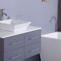 Thumbnail for Totti Wave 36″ Modern Bathroom Vanity w/ Super White Man-Made Stone Top & Sink Vanity Eviva 
