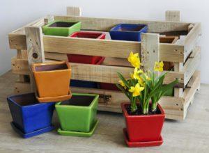 Campania International Glazed Garden Terrace Brights Crate Urn/Planter Campania International Small 