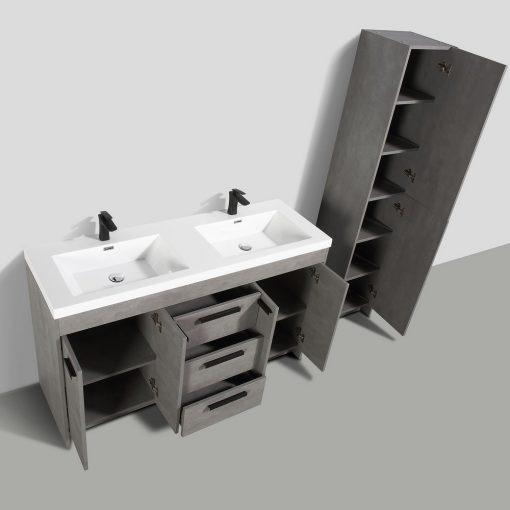 Eviva Lugano 60″ Modern Double Sink Bathroom Vanity w/ White Integrated Top Vanity Eviva 