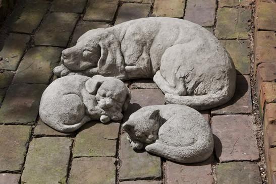 Campania International Cast Stone Curled Dog Small Statuary Campania International 