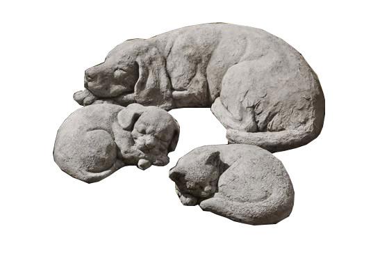 Campania International Cast Stone Curled Cat Small Statuary Campania International 