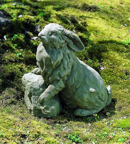 Campania International Cast Stone Rabbit on a Rock Statuary Campania International 