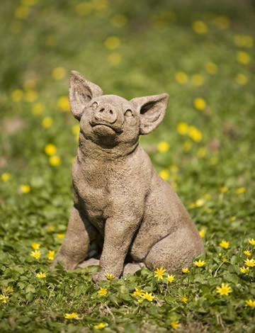 Campania International Cast Stone Perky Pig Statuary Campania International 