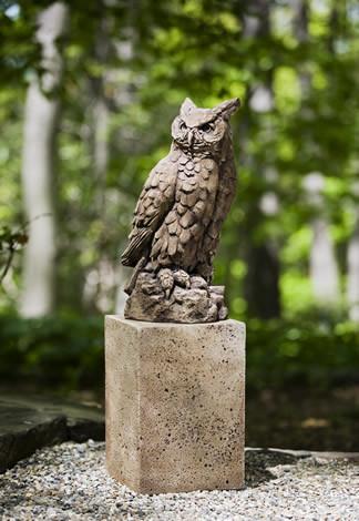 Campania International Cast Stone Large Horned Owl Statuary Campania International 