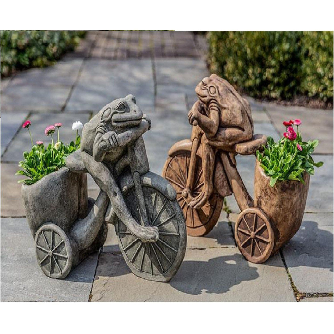 Campania International Cast Stone Tricycle Frog Planter Stone Series Campania International 