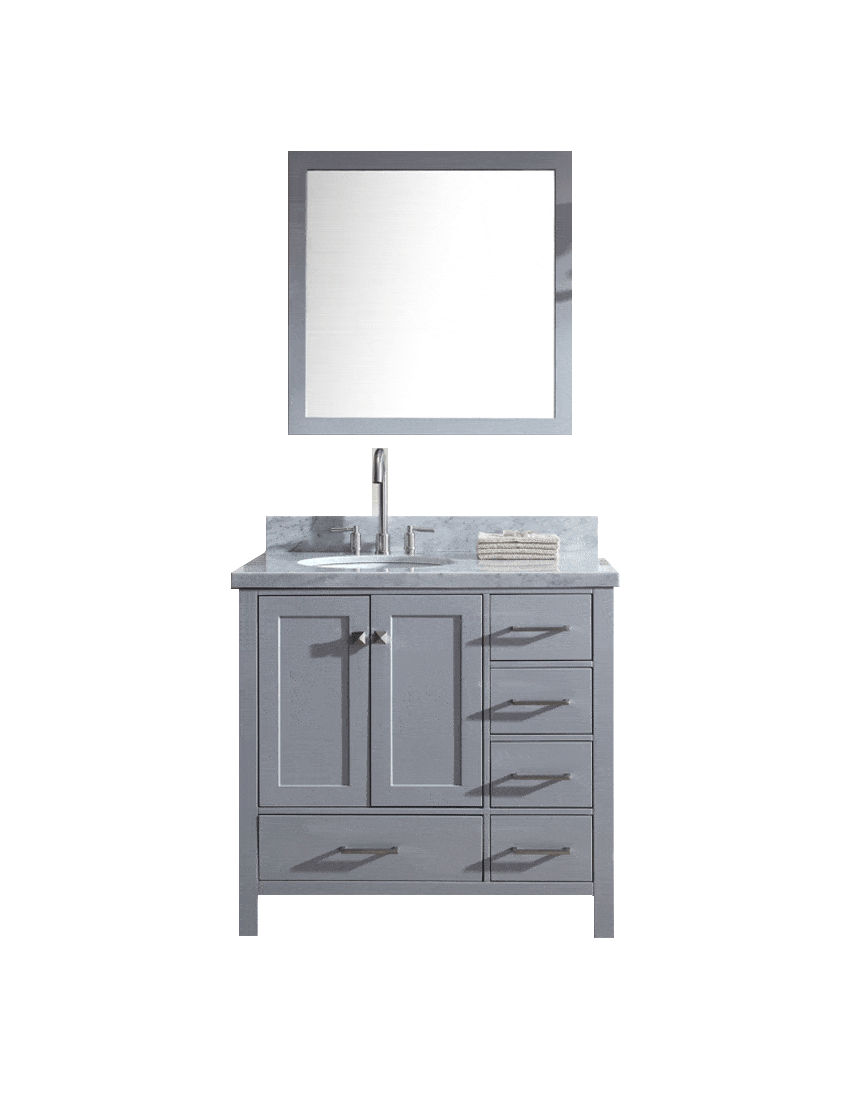 ARIEL Cambridge 37" Single Sink bathroom Vanity Set w/ Left Offset Sink in Grey Vanity ARIEL 