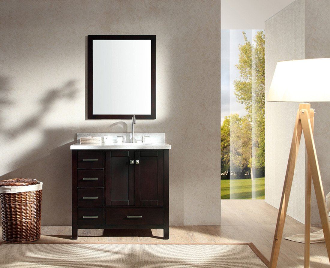 ARIEL Cambridge 37" Single Sink Vanity Set w/ Right Offset Sink in Espresso Vanity ARIEL 