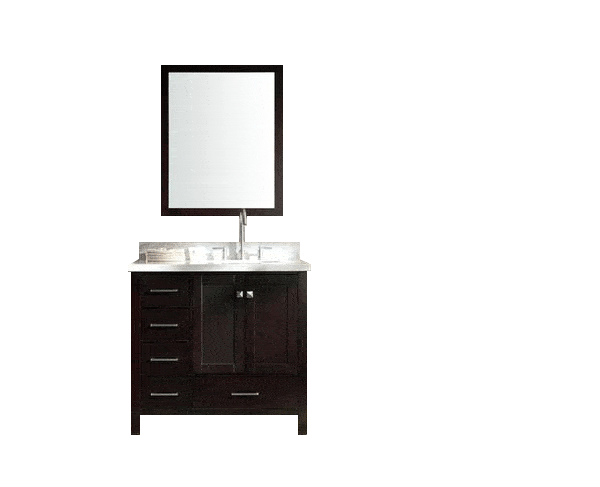 ARIEL Cambridge 37" Single Sink Vanity Set w/ Left Offset Sink in Espresso Vanity ARIEL 