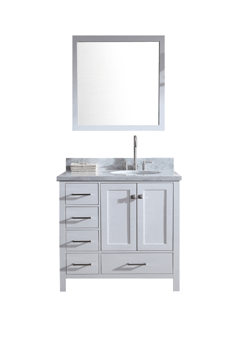 ARIEL Cambridge 37" Single Sink Vanity Set w/ Right Offset Sink in White Vanity ARIEL 