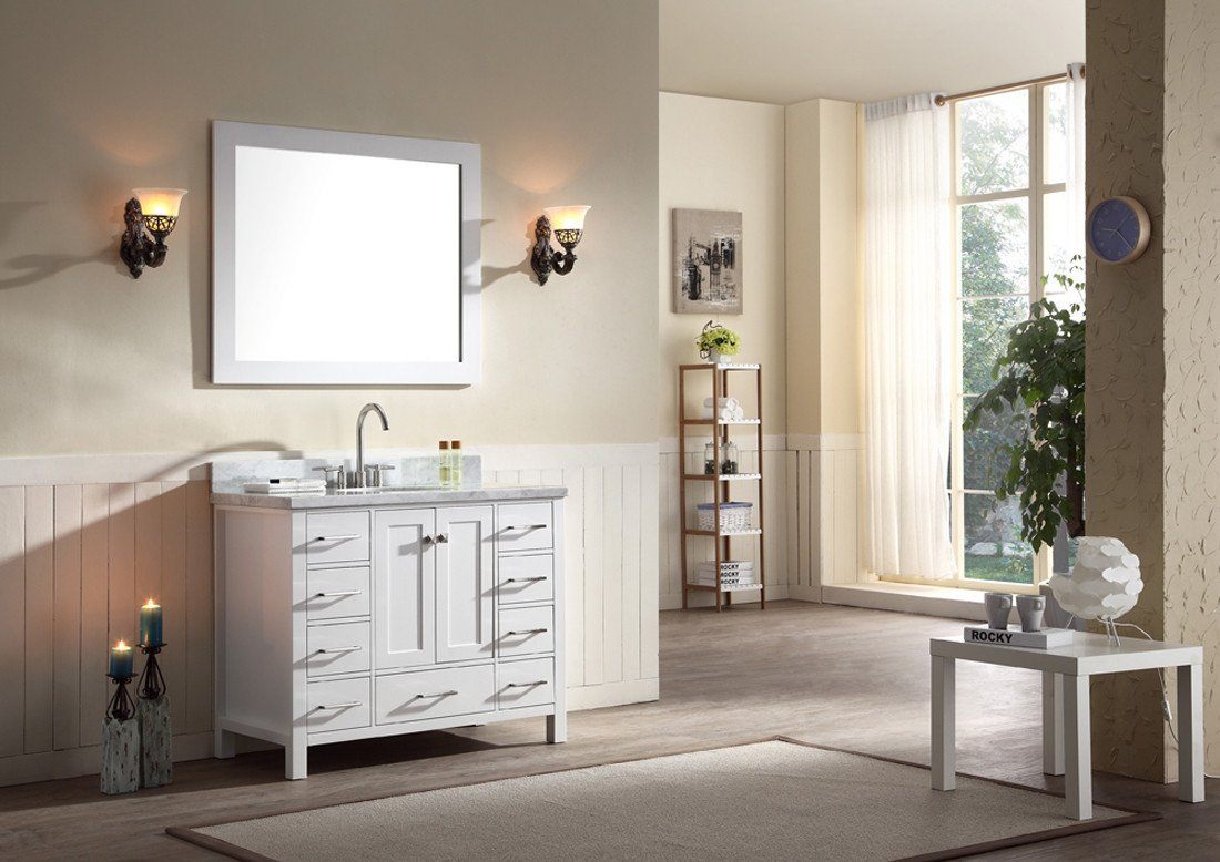ARIEL Cambridge 43" Single Sink Bathroom Vanity Set in White Vanity ARIEL 