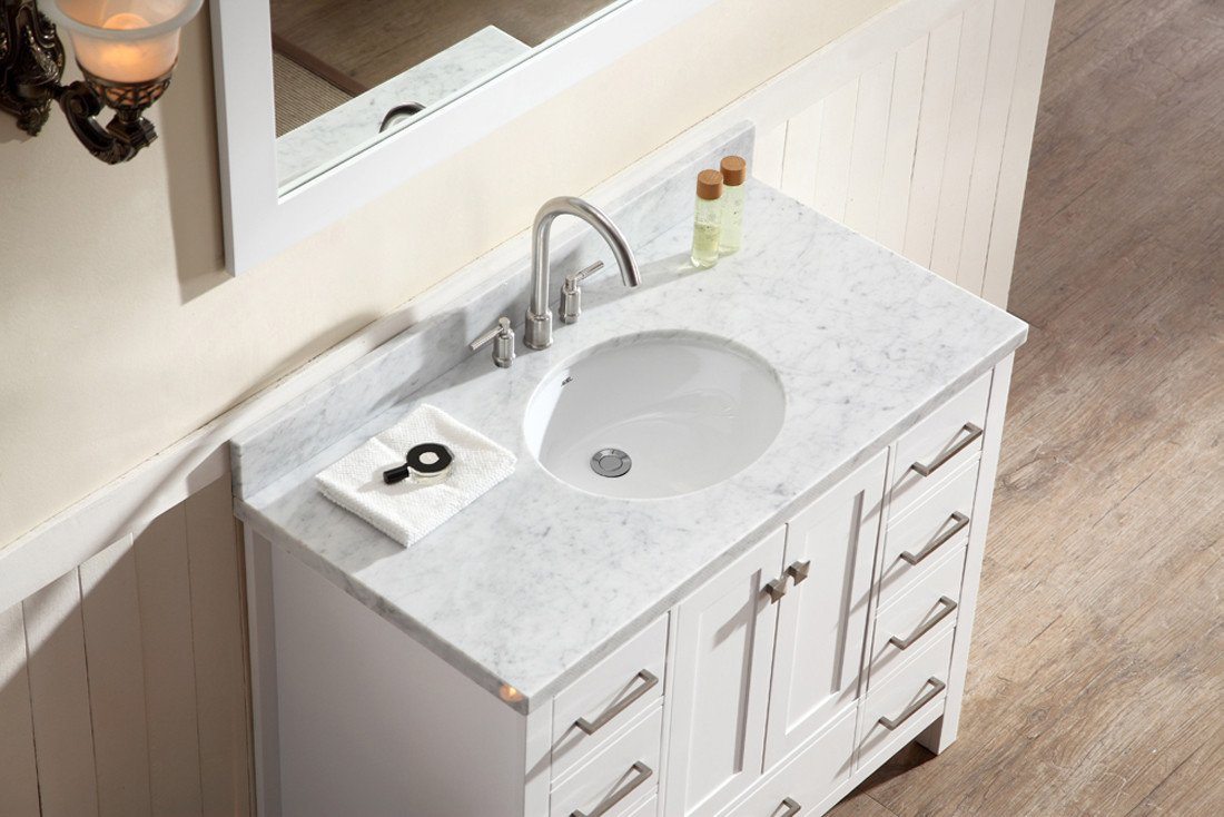 ARIEL Cambridge 43" Single Sink Bathroom Vanity Set in White Vanity ARIEL 