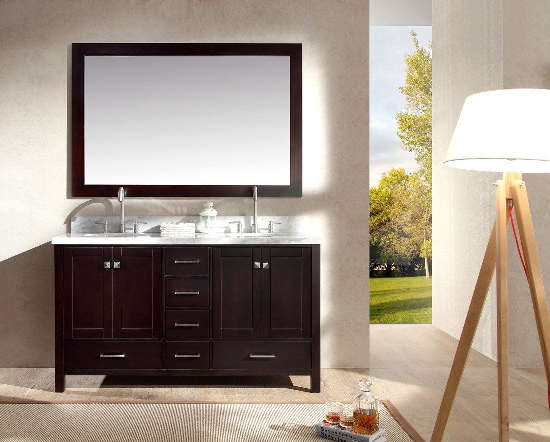 ARIEL Cambridge 61" Double Sink Bathroom Vanity Set in Espresso Vanity ARIEL 