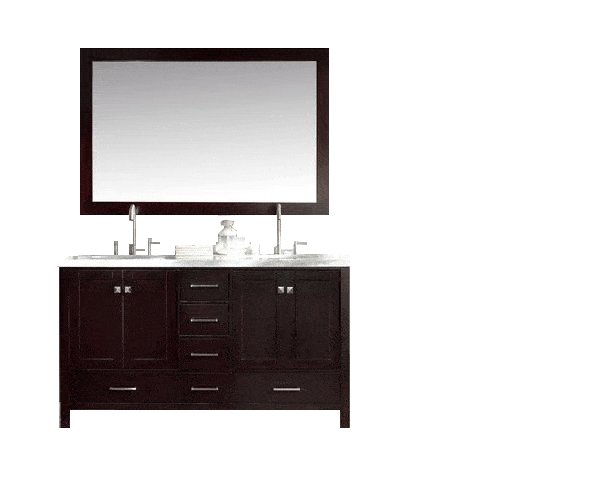 ARIEL Cambridge 61" Double Sink Bathroom Vanity Set in Espresso Vanity ARIEL 