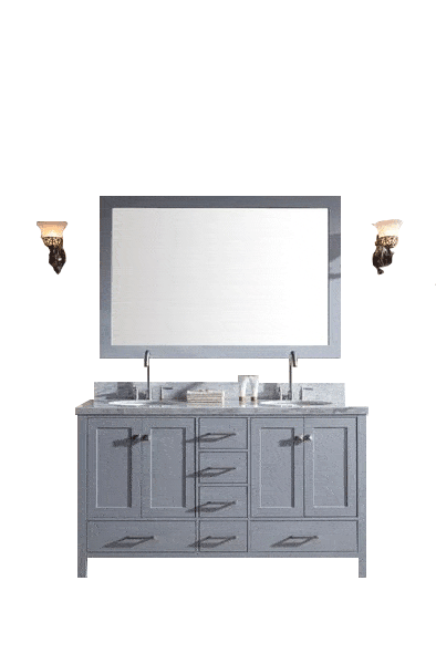 ARIEL Cambridge 61" Double Sink Bathroom Vanity Set with White Marble Countertop Vanity ARIEL 