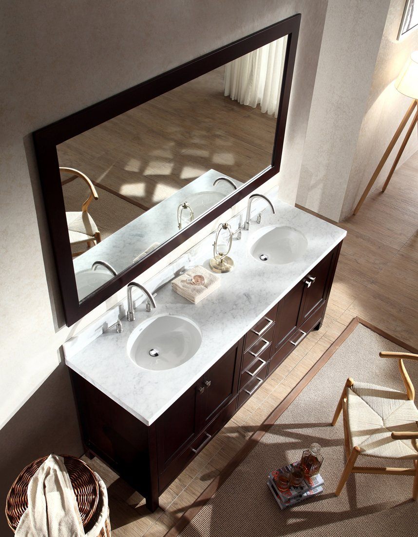 ARIEL Cambridge 73" Double Sink Bathroom Vanity Set in Espresso Vanity ARIEL 