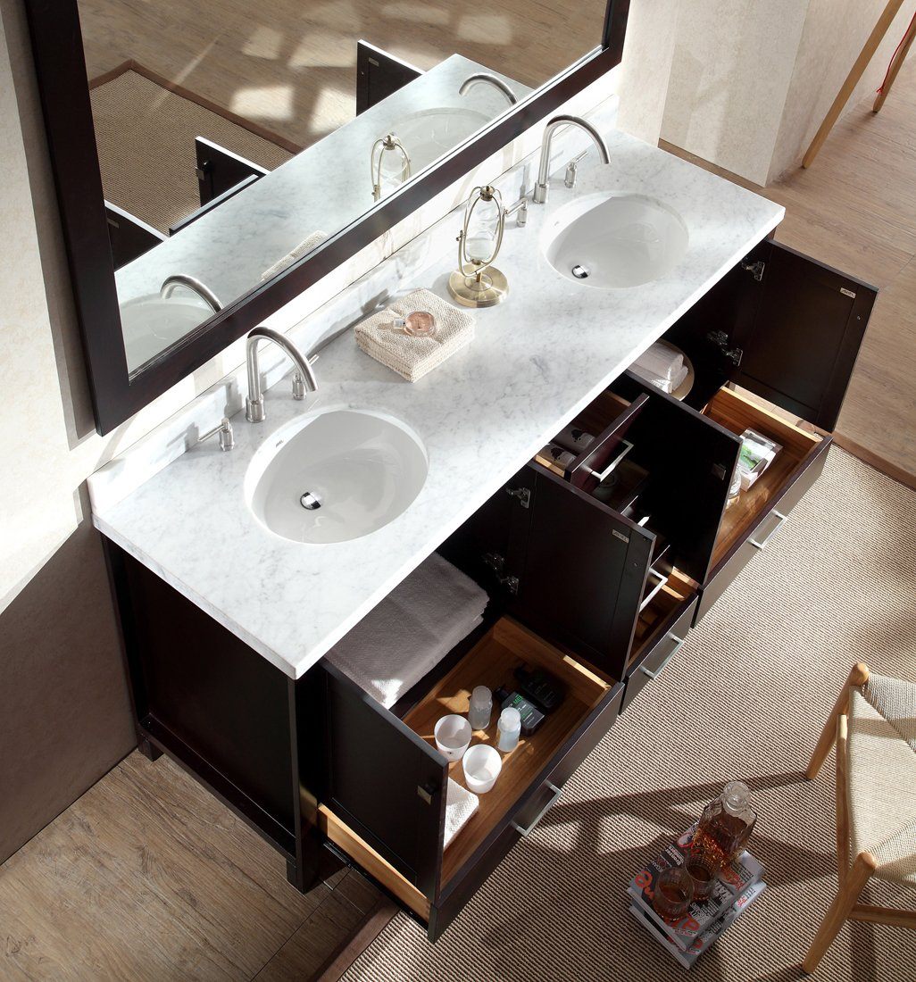 ARIEL Cambridge 73" Double Sink Bathroom Vanity Set in Espresso Vanity ARIEL 