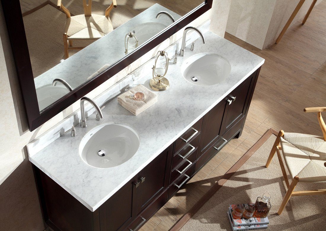 ARIEL Cambridge 73" Double Sink Bathroom Vanity Set in Espresso Vanity ARIEL 