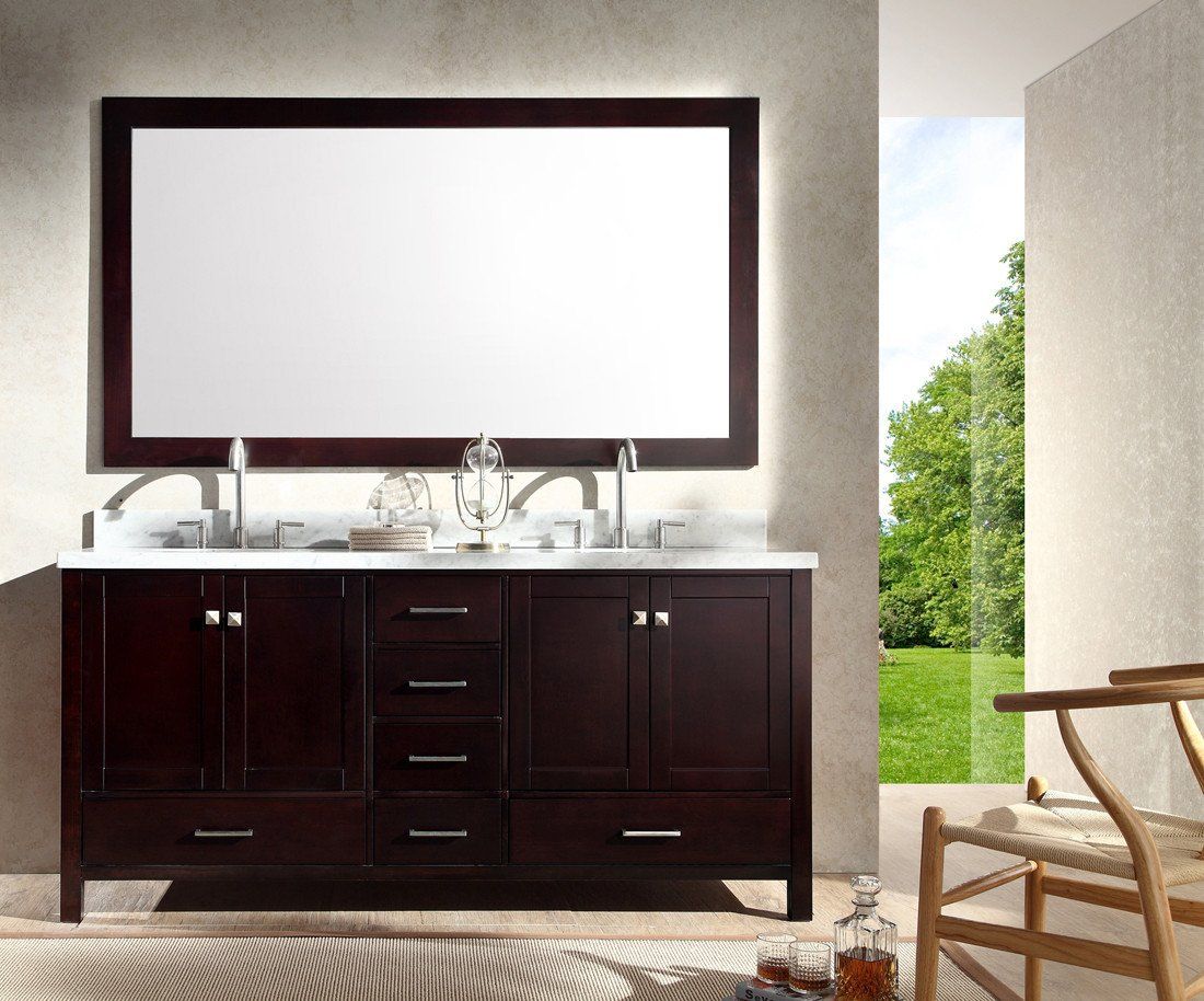 ARIEL Cambridge 73" Double Sink Bathroom Vanity Set in Espresso Vanity ARIEL 