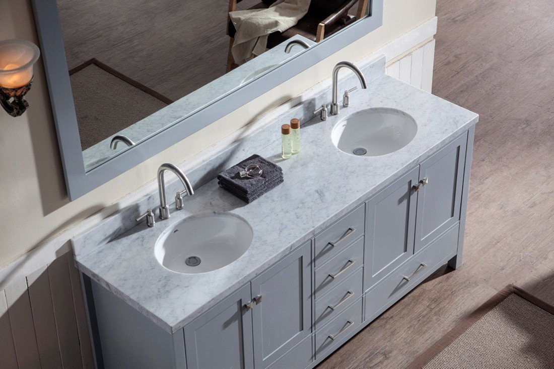 ARIEL Cambridge 73" Double Sink Bathroom Vanity Set in Grey Vanity ARIEL 