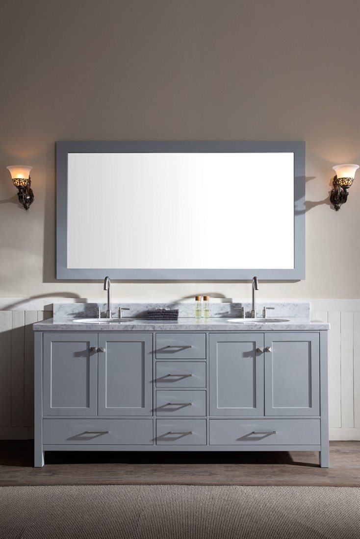 ARIEL Cambridge 73" Double Sink Bathroom Vanity Set in Grey Vanity ARIEL 