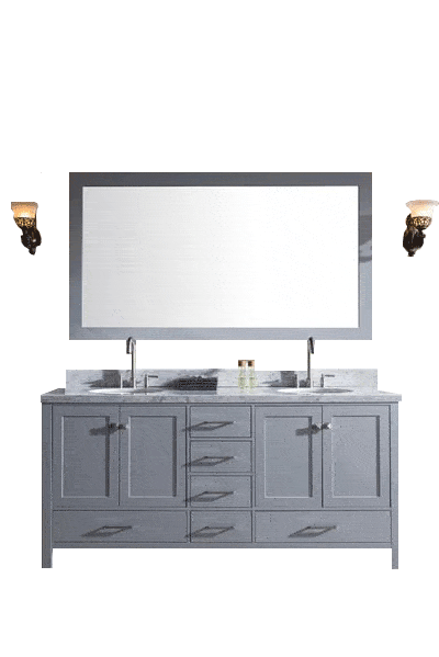 ARIEL Cambridge 73" Double Sink Bathroom Vanity Set in Grey Vanity ARIEL 