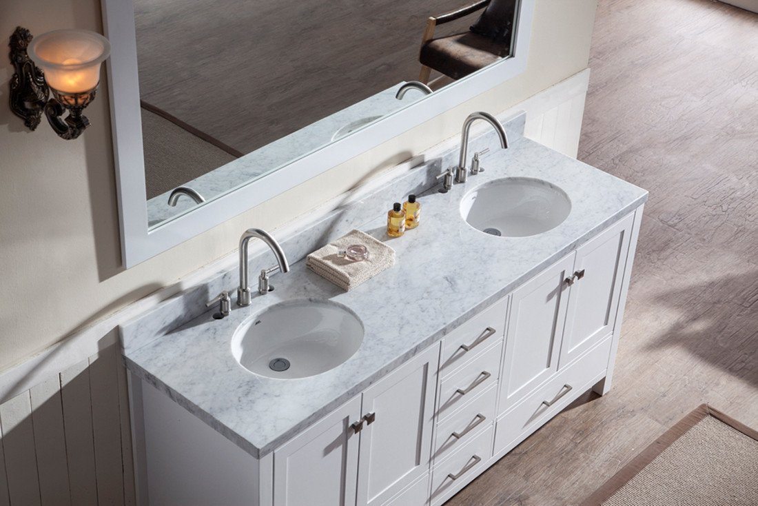 ARIEL Cambridge 73" Double Sink Bathroom Vanity Set in White Vanity ARIEL 