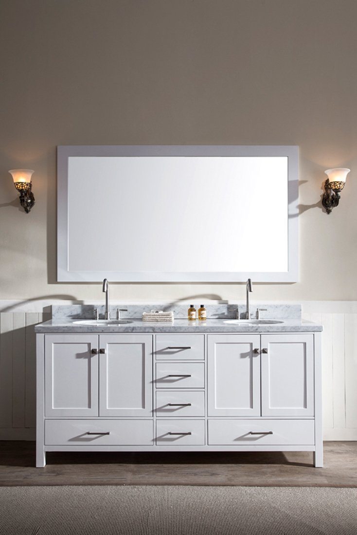 ARIEL Cambridge 73" Double Sink Bathroom Vanity Set in White Vanity ARIEL 