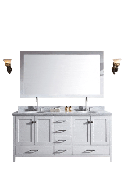 ARIEL Cambridge 73" Double Sink Bathroom Vanity Set in White Vanity ARIEL 