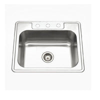 Thumbnail for Houzer ADA Glowtone Topmount Stainless Steel 3-hole Single Bowl Kitchen Sink Kitchen Sink - Topmount Houzer 