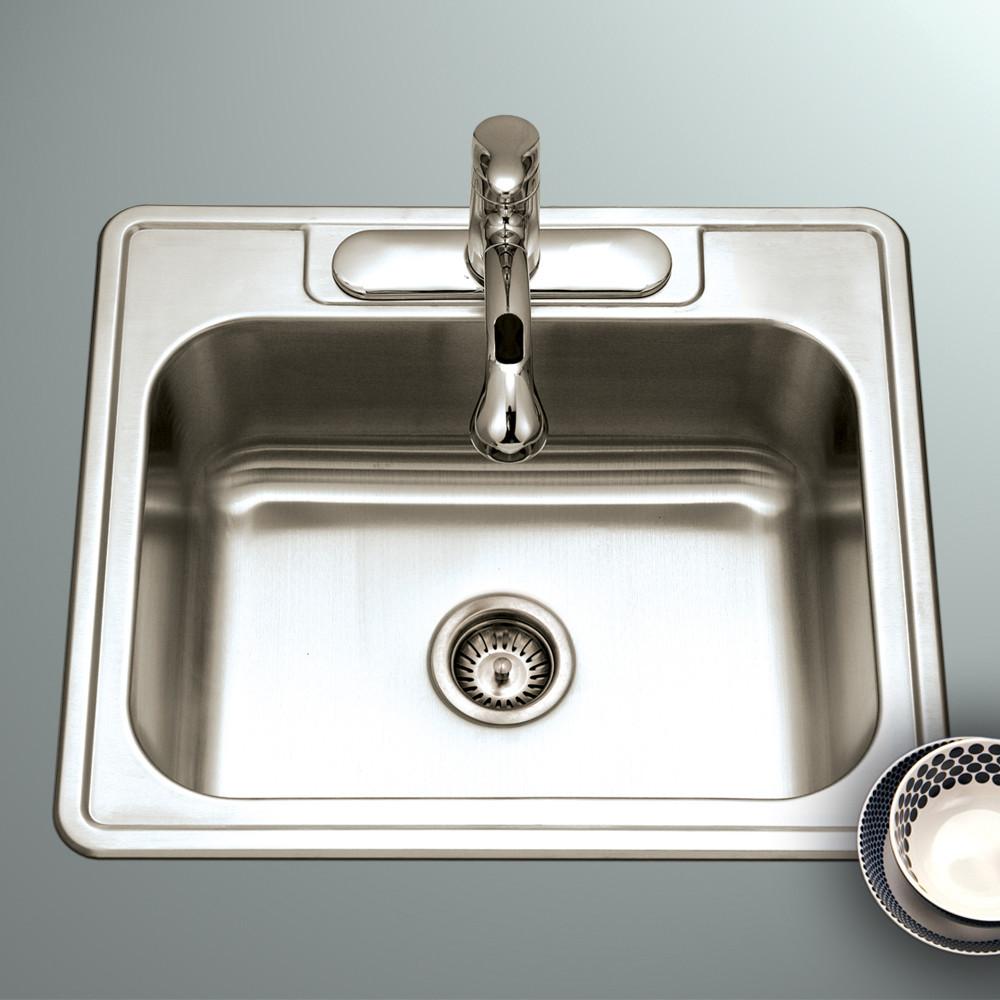 Houzer ADA Glowtone Topmount Stainless Steel 3-hole Single Bowl Kitchen Sink Kitchen Sink - Topmount Houzer 