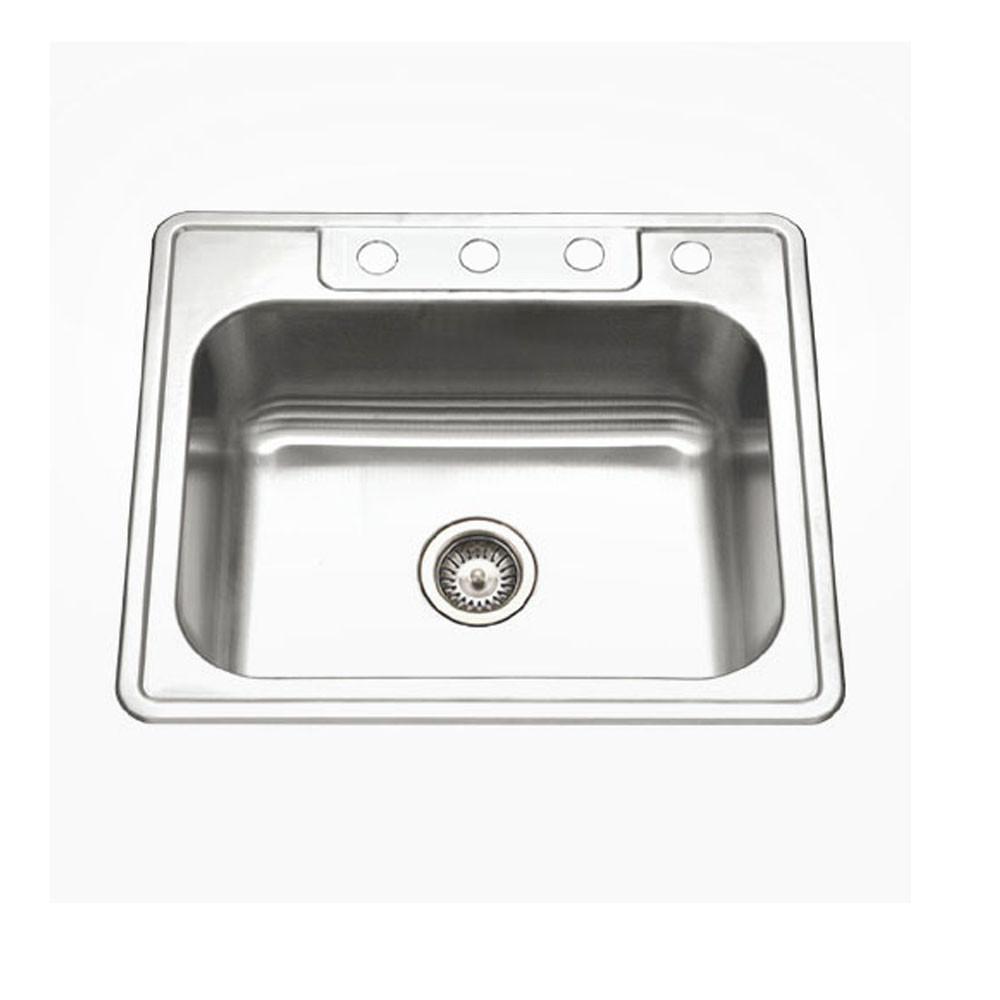 Houzer Glowtone Series Topmount Stainless Steel 4-hole Single Bowl Kitchen Sink Kitchen Sink - Topmount Houzer 