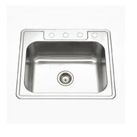 Thumbnail for Houzer Glowtone Series Topmount Stainless Steel 4-hole Single Bowl Kitchen Sink Kitchen Sink - Topmount Houzer 