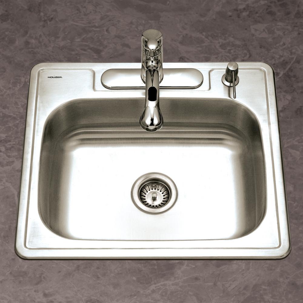 Houzer Glowtone Series Topmount Stainless Steel 4-hole Single Bowl Kitchen Sink Kitchen Sink - Topmount Houzer 