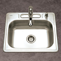 Thumbnail for Houzer Glowtone Series Topmount Stainless Steel 4-hole Single Bowl Kitchen Sink Kitchen Sink - Topmount Houzer 