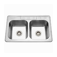 Thumbnail for Houzer ADA Glowtone Series Topmount Stainless Steel 4-hole 50/50 Double Bowl Kitchen Sink Kitchen Sink - Topmount Houzer 